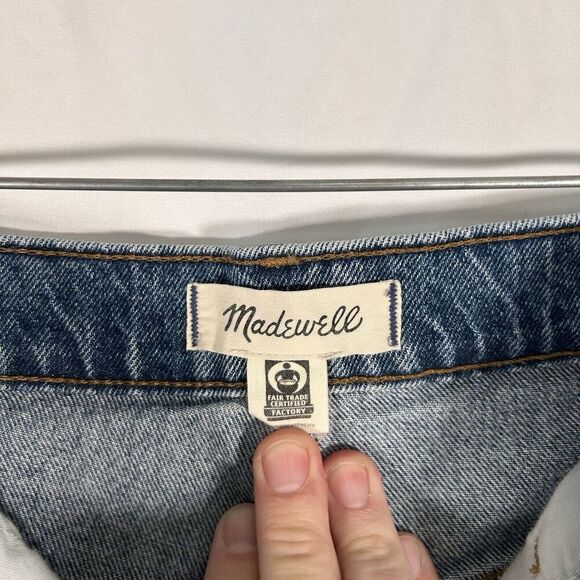 Madewell Cut Off Jean Shorts Women's 27 Medium Wash Denim High Rise Mid-Length - Picture 5 of 10